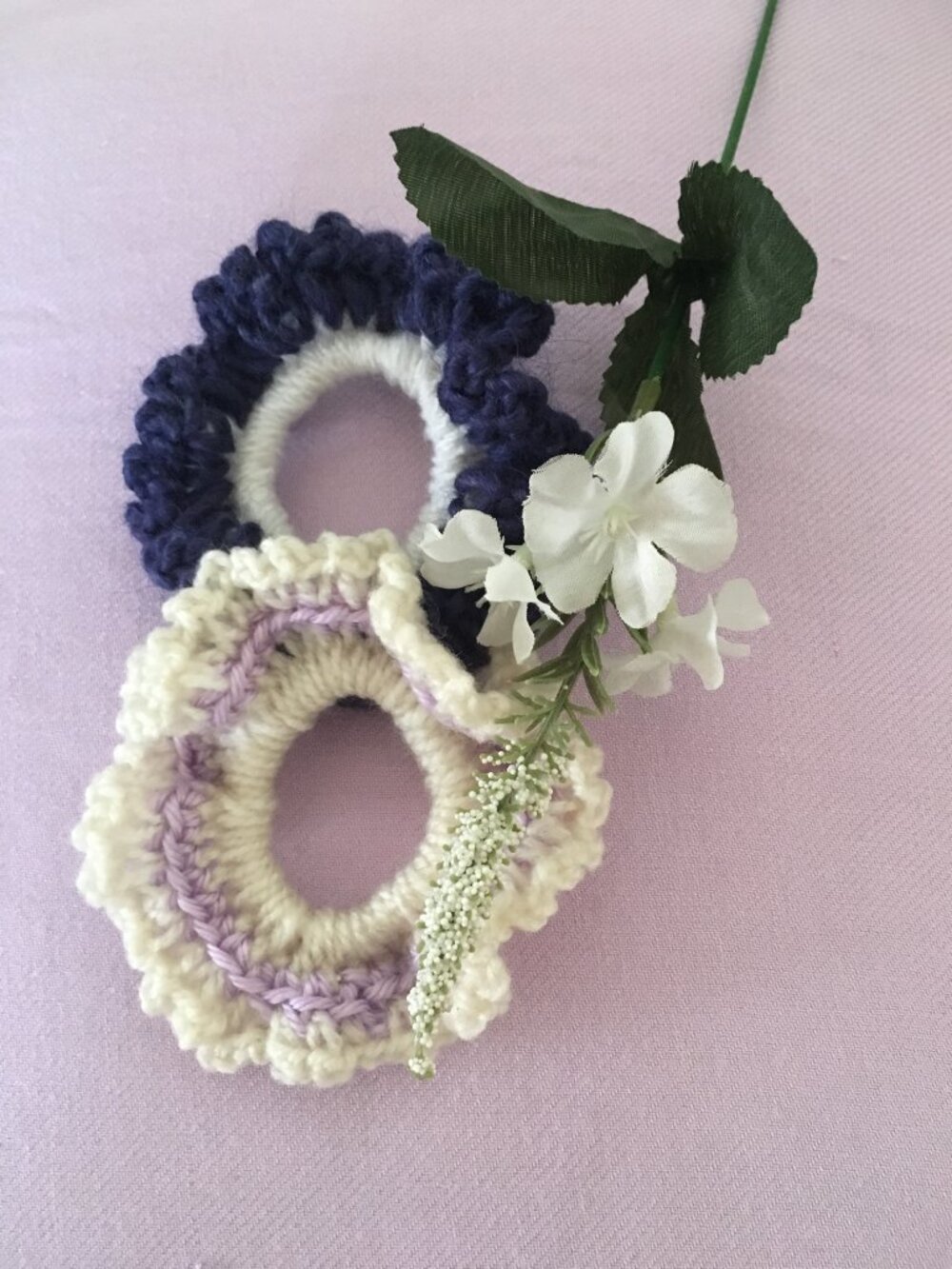 Bundle of 2 Crochet hair ties, Handmade bun holders